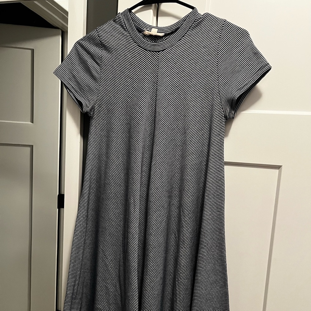 Navy and white striped dress women size small.